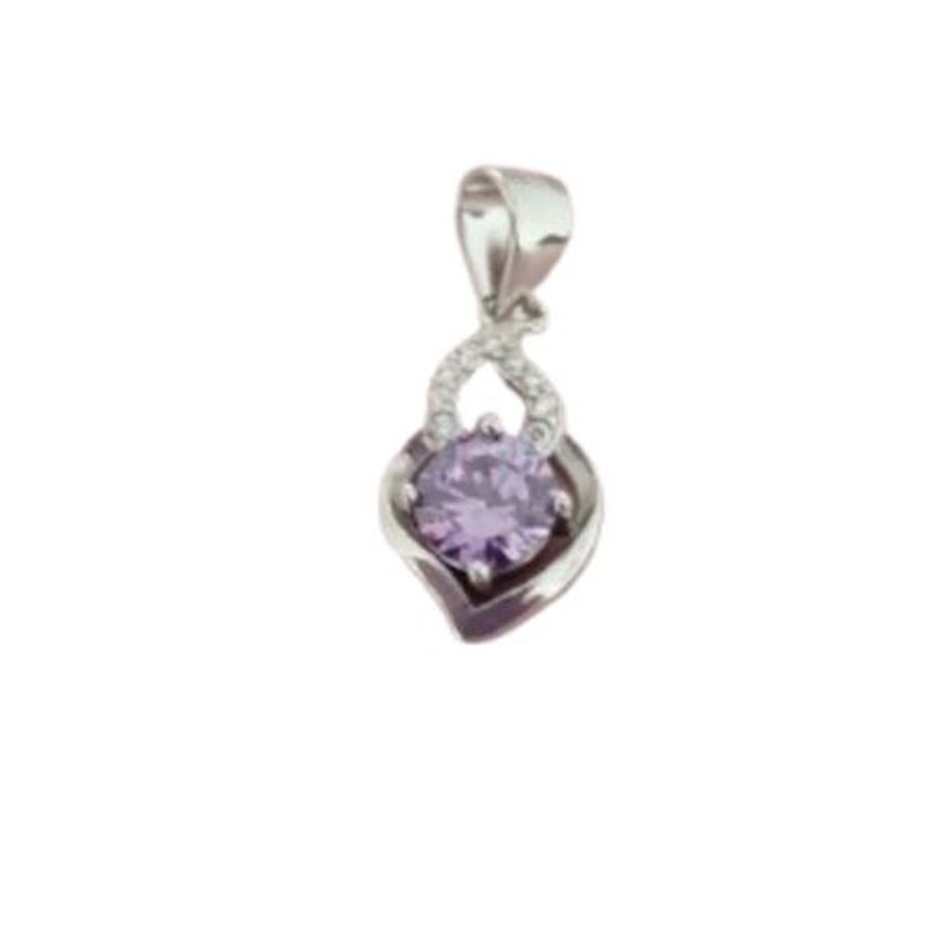 Twist Heart Design Pendant With an Amethyst Stone