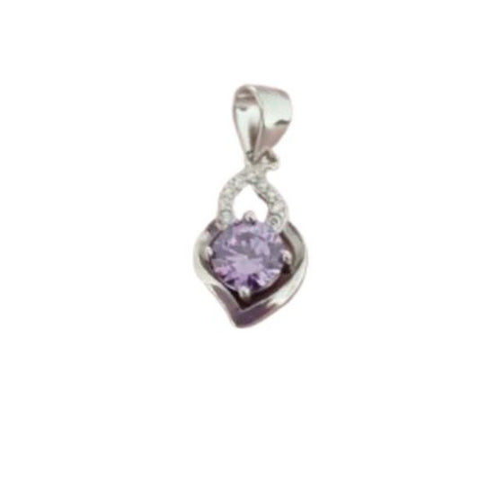 Twist Heart Design Pendant With an Amethyst Stone