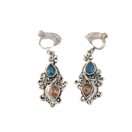 Two Stone Vintage Clip On Earrings