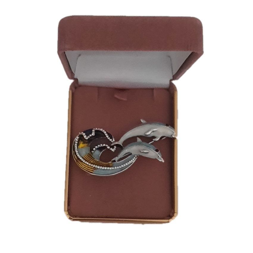 Two Dolphins Swimming Brooch(2)