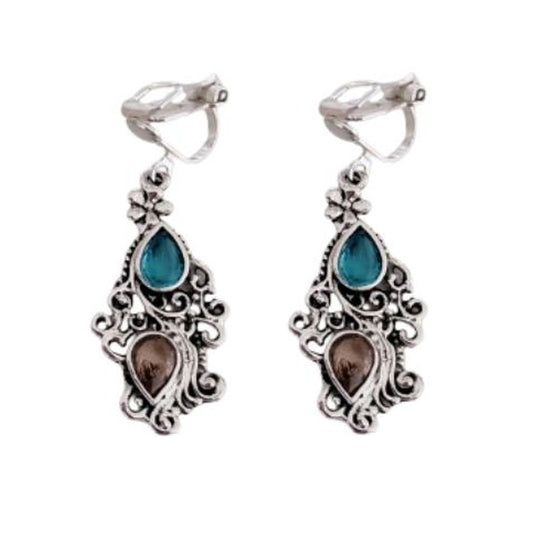 Two Stone Vintage Clip On Earrings