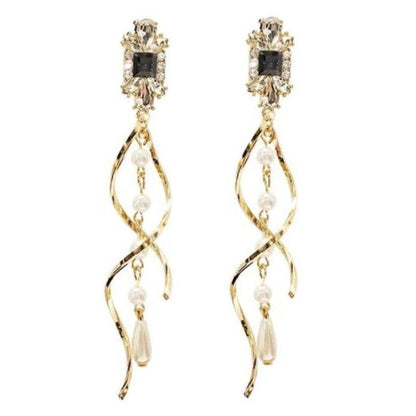 Very Long Fancy Screw Back Clip On Earrings