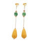 Very Long Green And Yellow Clip On Earrings