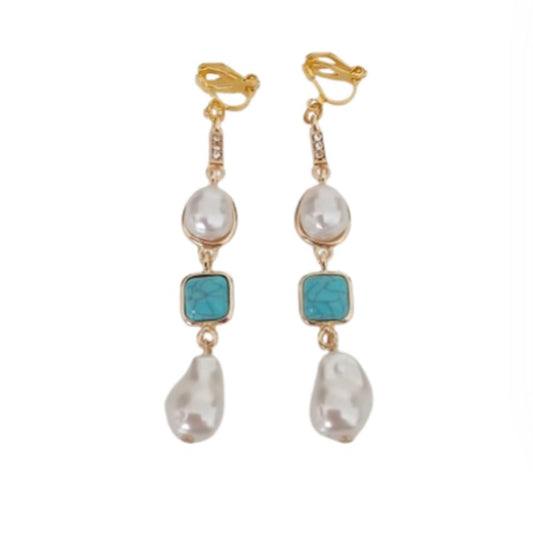 Very Long Pearl Drop Clip On Earrings