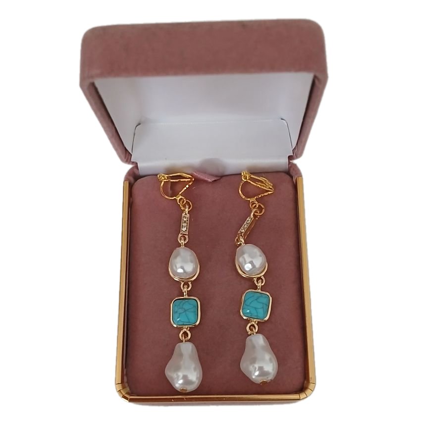 Very Long Pearl Drop Clip On Earrings(2)