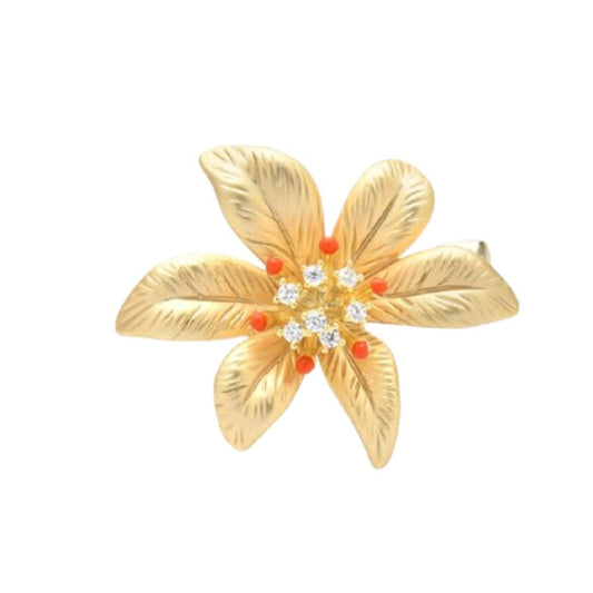 Very Small Gold Flower Brooch