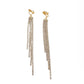 Very Long Diamante Strand Gold Clip On Earrings