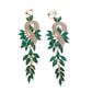 Very Long Green Fancy Clip On Earrings