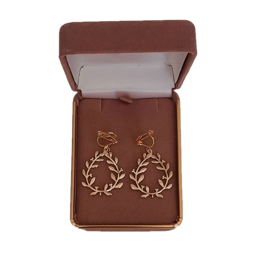 Vine Design Gold Clip On Earrings(2)