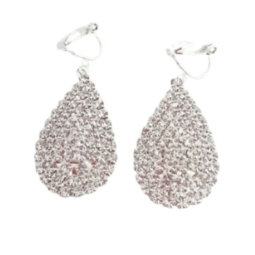 Vintage Design Diamante Clip On Earrings