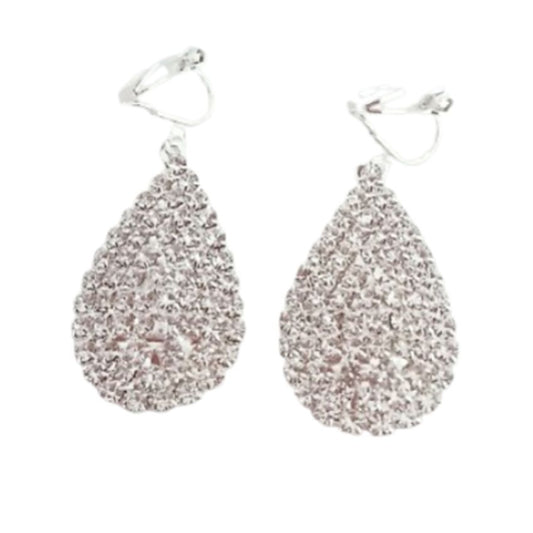 Vintage Design Diamante Clip On Earrings