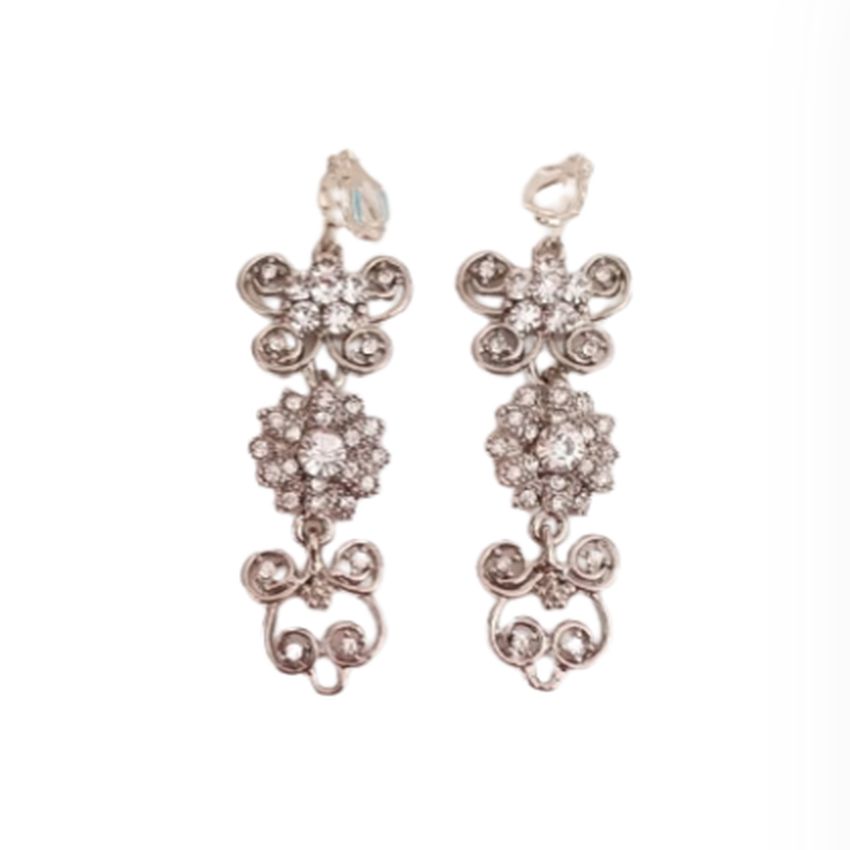 Vintage Design Diamante Clip On Earrings