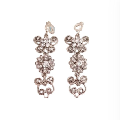Vintage Design Diamante Clip On Earrings