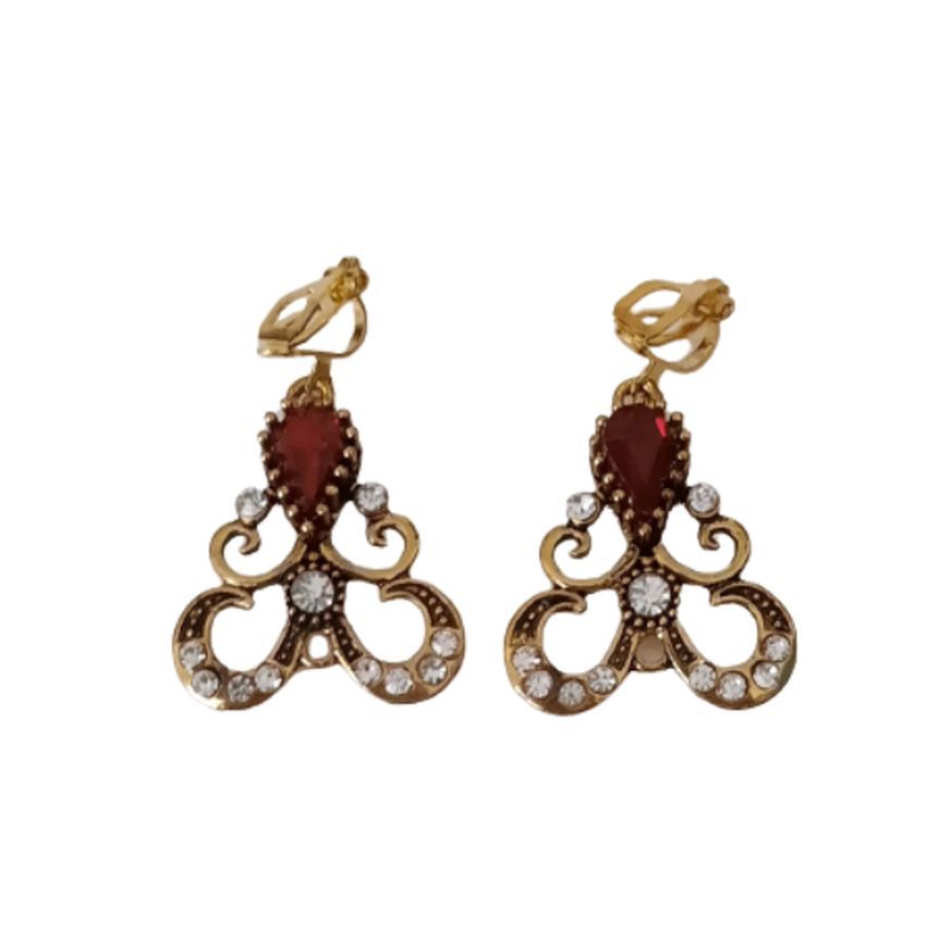 Vintage Design Drop Clip On Earrings