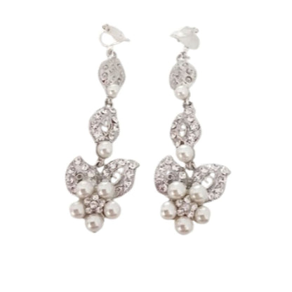 Vintage Flower Drop Clip On Earrings