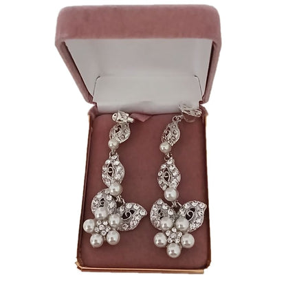 Vintage Flower Drop Clip On Earrings(2)