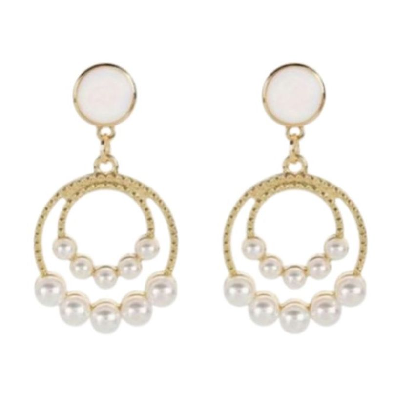 Vintage Inspired Gold Tone Clip On Earrings With A Pearl Centre
