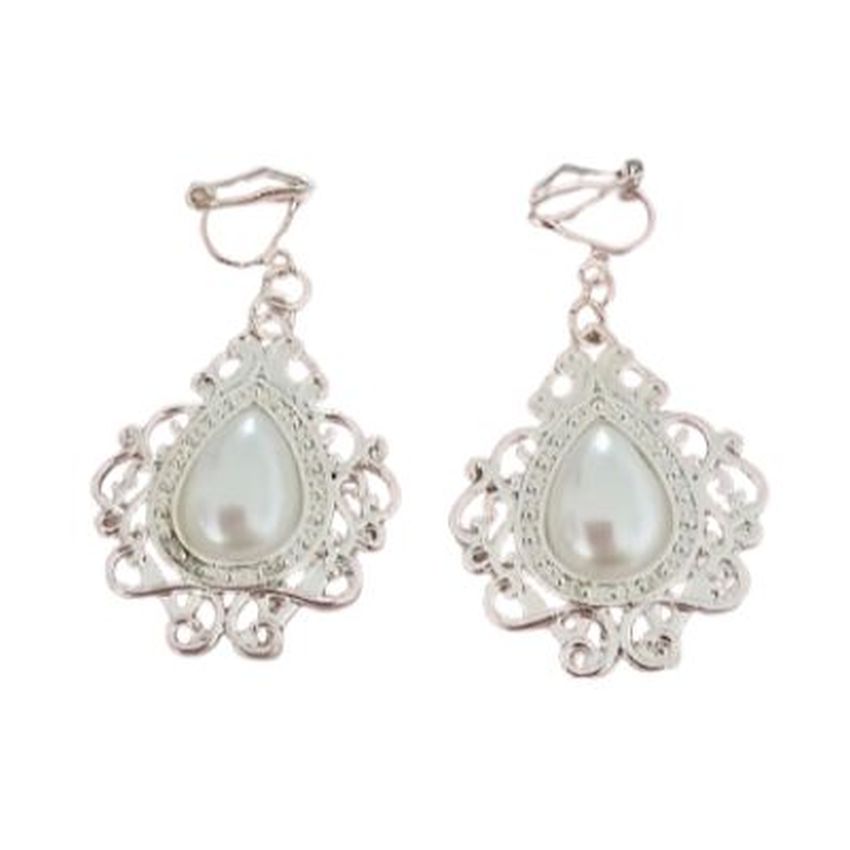 Vintage Design Pearl Drop Clip On Earrings