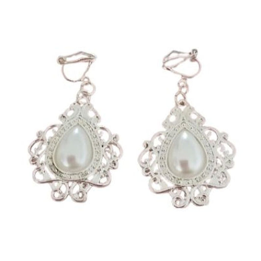 Vintage Design Pearl Drop Clip On Earrings