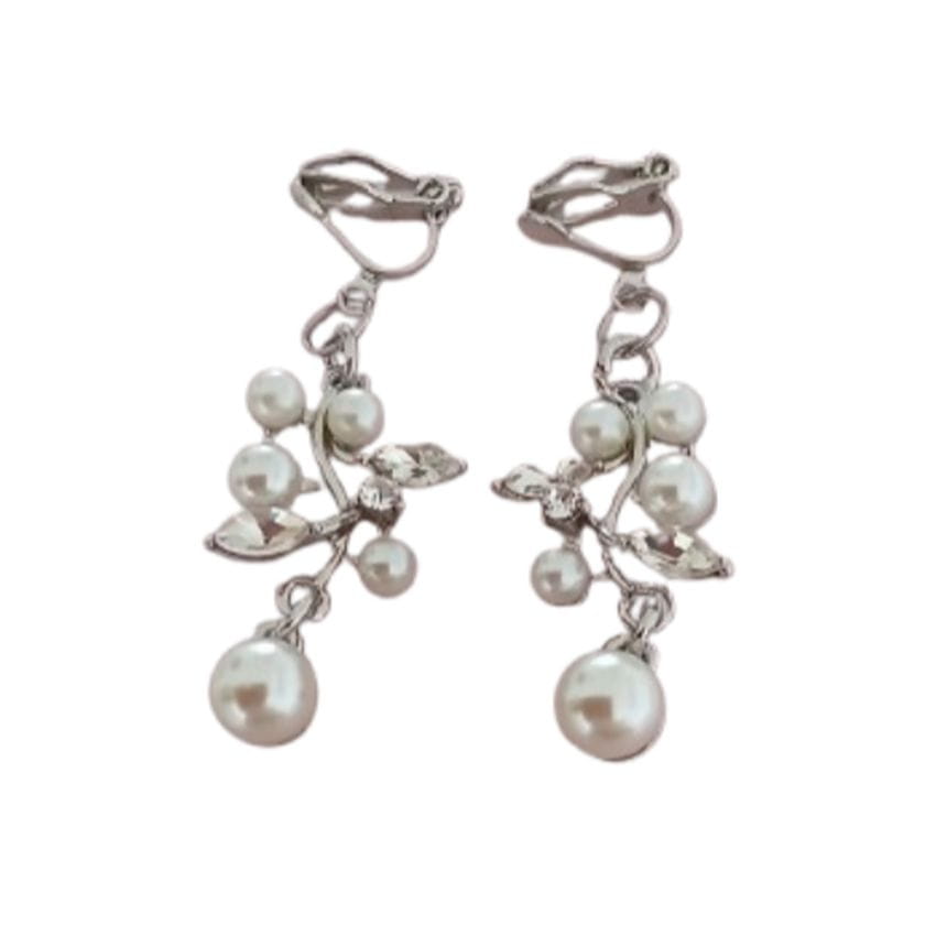 Vintage Flower Drop Clip On Earrings