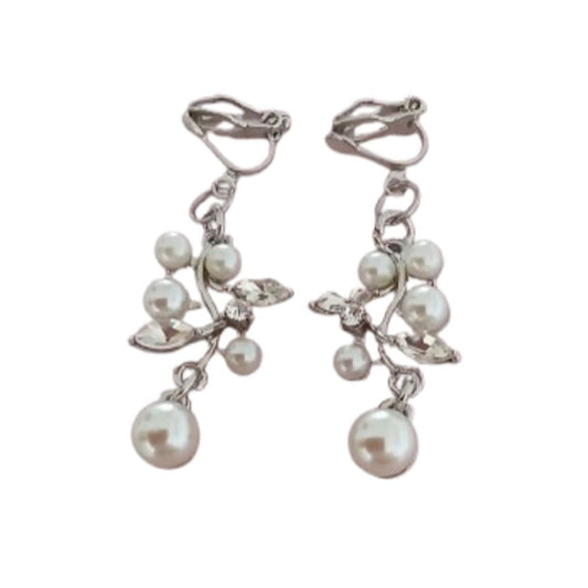 Vintage Flower Drop Clip On Earrings