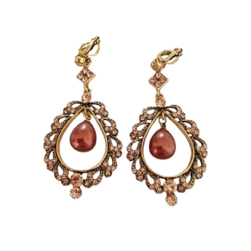 Vintage Gold Large Chandelier Clip On Earrings