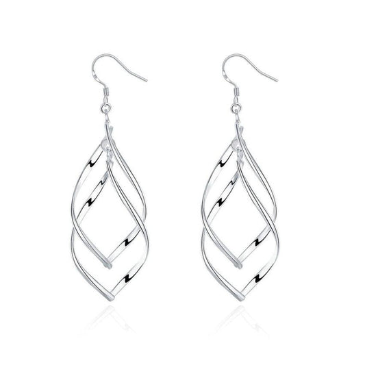 Wavy Silver Dangly Earrings