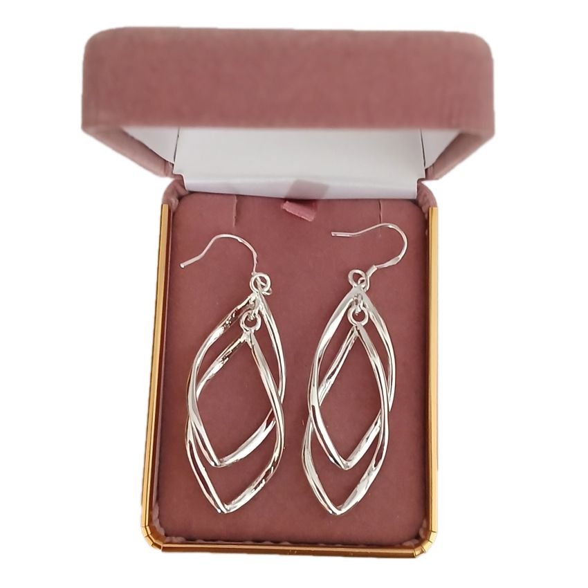 Wavy Silver Dangly Earrings