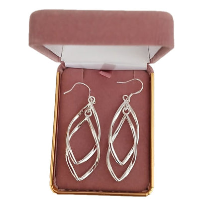 Wavy Silver Dangly Earrings