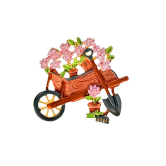 Wheelbarrow And Flowers Brooch