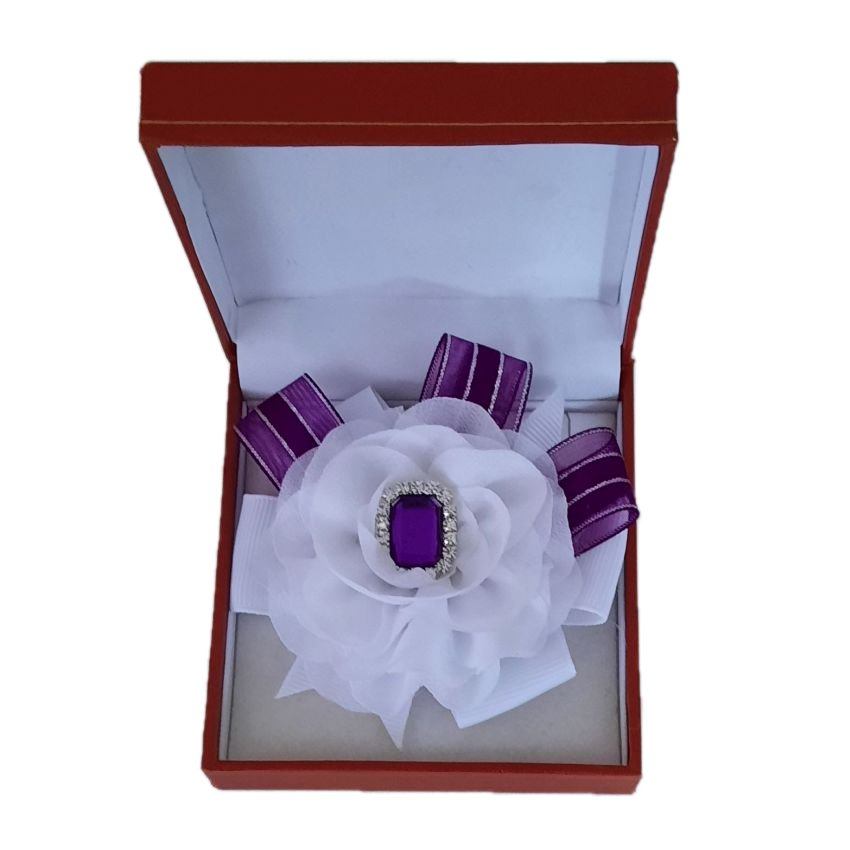 White And Purple Flower Wrist Corsage