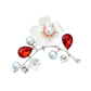 White And Red Flower Diamante Brooch