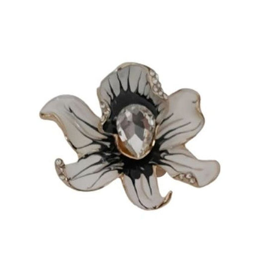 White And Teal Flower Brooch