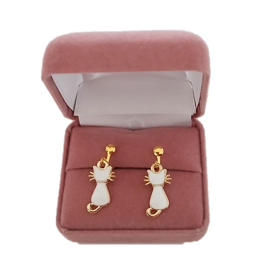 White Cat Clip On Earrings(2)