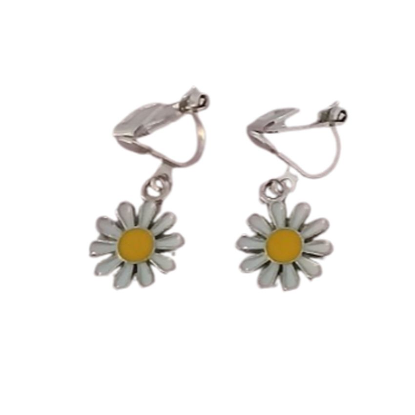 White Daisy Clip On Earrings