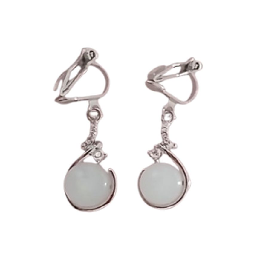 White Diamante Bead Clip On Earrings