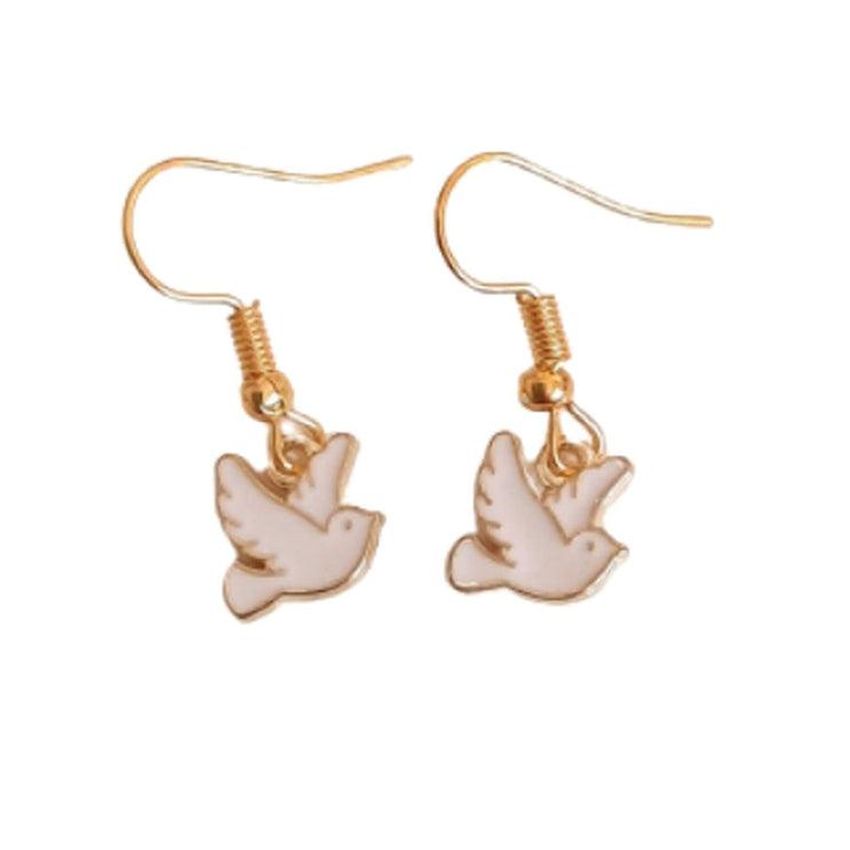 White Dove Hook Drop Earrings