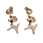 White Enamel Reindeer Christmas Clip On Earrings