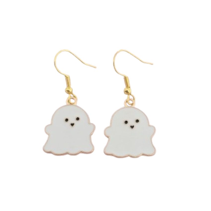 White Ghost Halloween Fashion Earrings