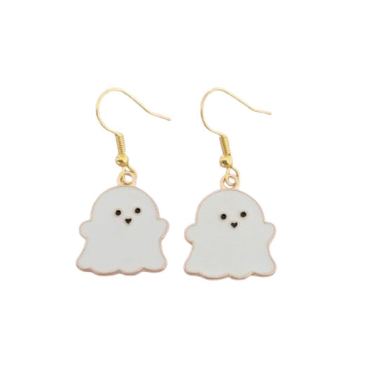 White Ghost Halloween Fashion Earrings