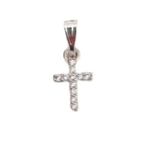 White Gold Plated Girls Cross on a Sterling Silver Chain