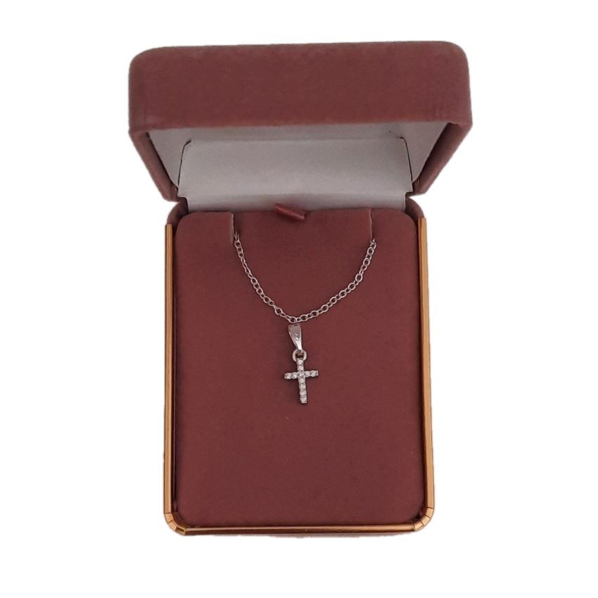 White Gold Plated Girls Cross on a Sterling Silver Chain(2)