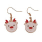 White Reindeer Face Hook Earrings