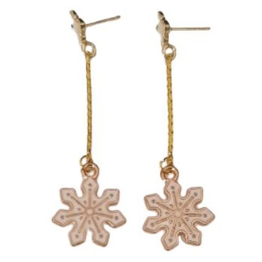 White Snowflake Christmas Earrings