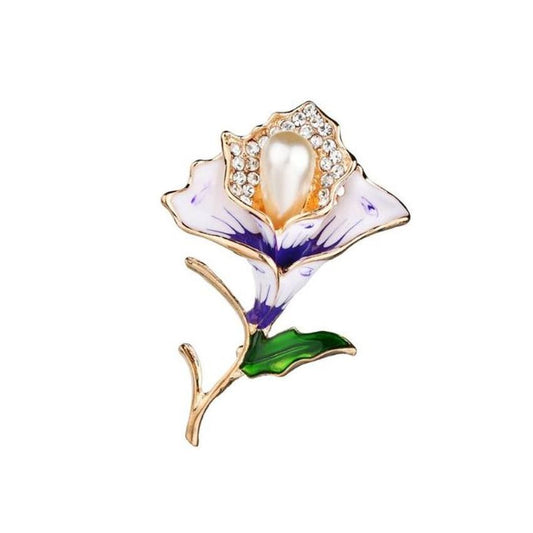 White With Purple Flower Brooch