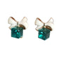 White Bow With Green Stone Fashion Jewellery Earrings