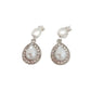 White Pearl Oval Diamante Pearl Drop Clip On Earrings