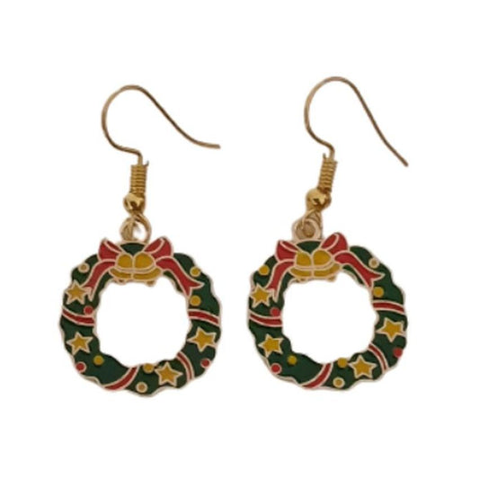 Wreath Dangly Christmas Earrings