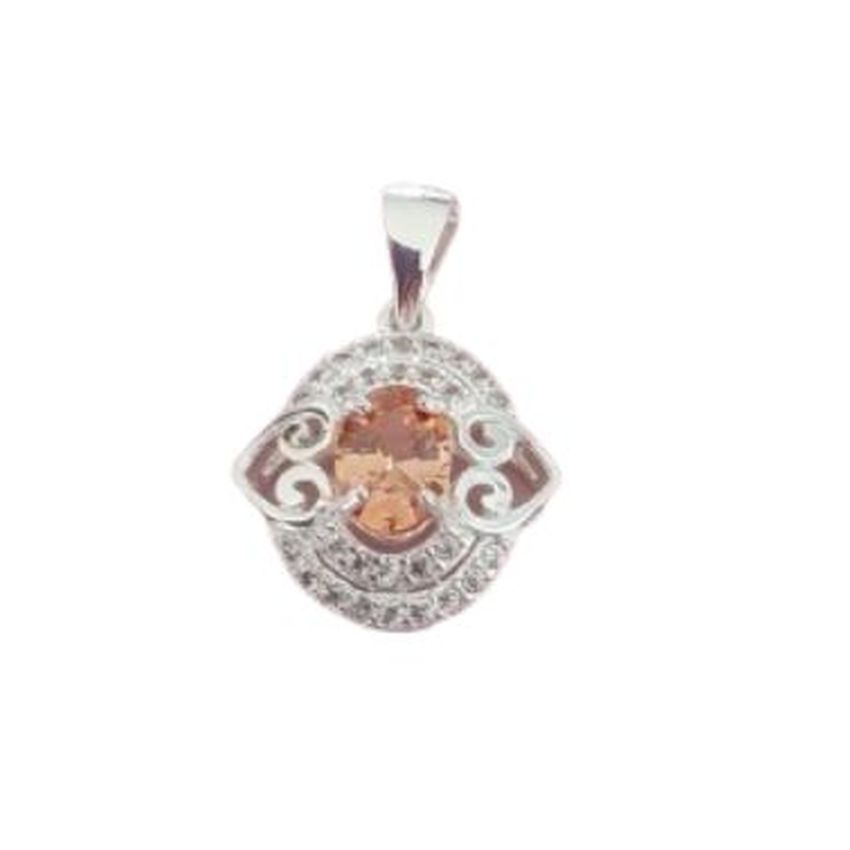Yellow Topaz And Diamante Heart Setting Necklace