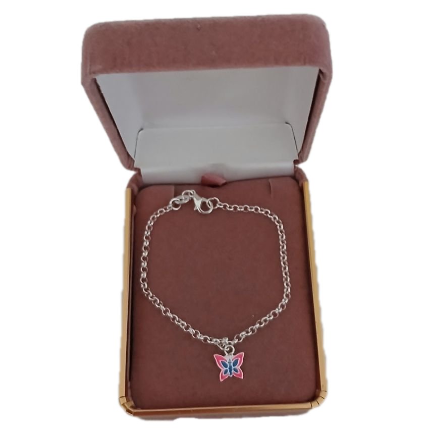 Young Childs Butterfly Sterling Silver Bracelet(2)
